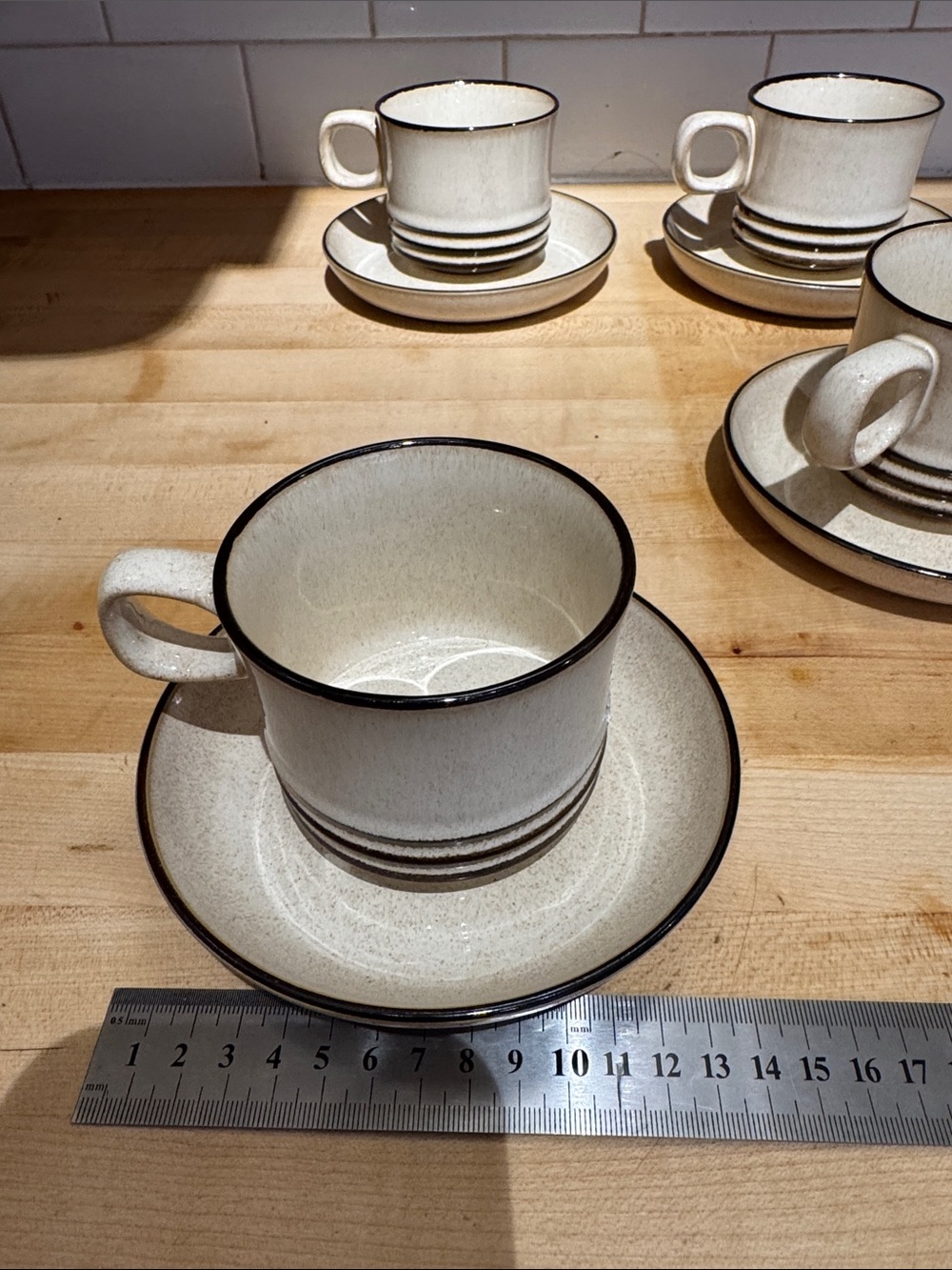 Denby Stoneware cups and saucers, set of 4, "Sahara" pattern, handmade England - Picture 2 of 8